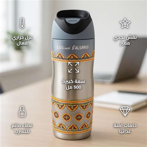 كوب ستانلس ستيل الاصلي، نقش نجدي فاخر،ضمان سنتان