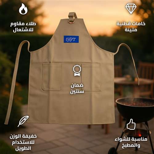 مريلة ضد الاشتعال قطنية رصاصي بطلاء مقاوم للهب 280 جم لأعمال الشواء